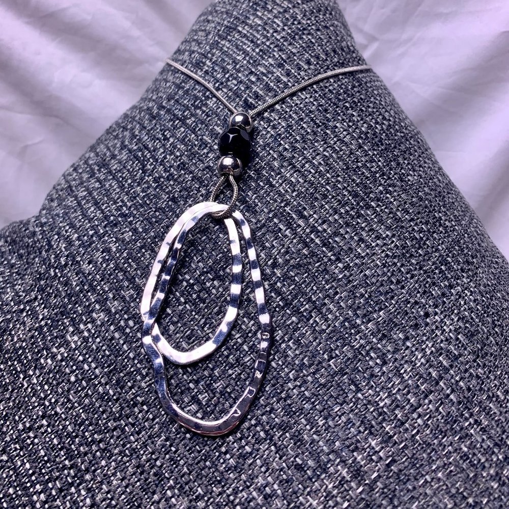Silver Tone Beaded Pendant Necklace